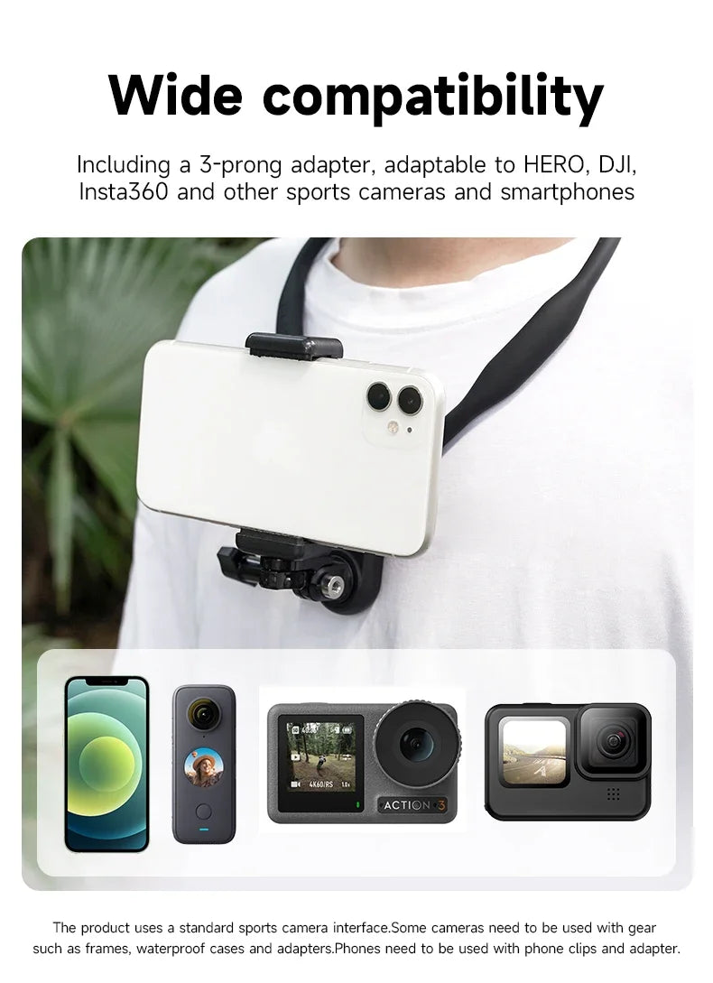 TELESIN Boyun Tutucu Göğüs Montajı Aksiyon Kameraları için