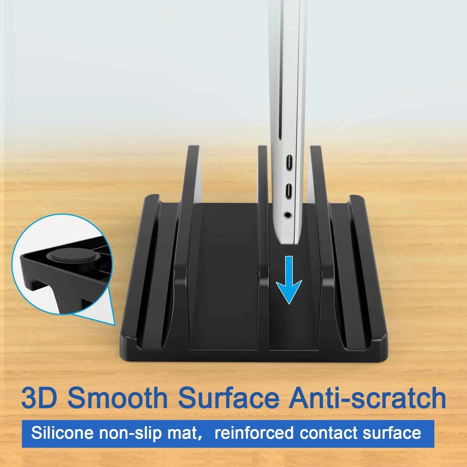 Vertical Laptop Stand for Desk,Dual Slots Plastic Laptop Holder with Space Saving Design,Laptop Stand Supports MacBook
