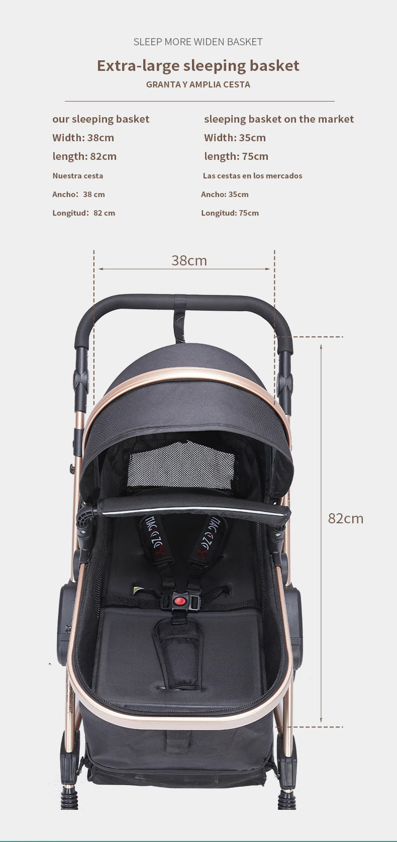 Baby Stroller 3‑in‑1 Lightweight Multifunction Carriage for Newborns