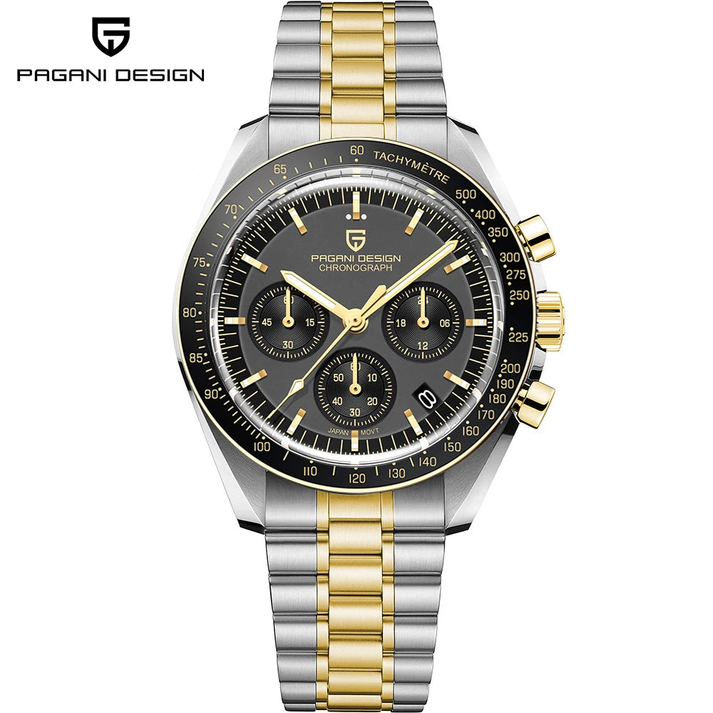Orologio Cronografo da Uomo Pagani Design con Zaffiro, Quarzo, Resistente all'Acqua 100M