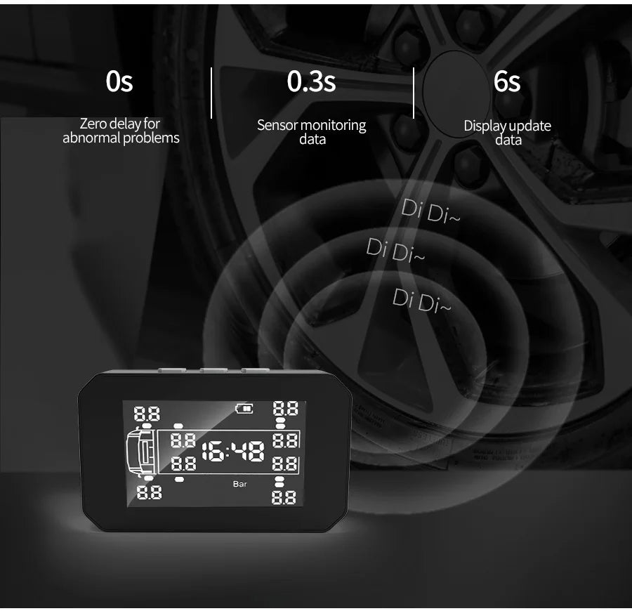 Sistem de monitorizare a presiunii anvelopelor pentru camion cu ecran LCD și senzori externi