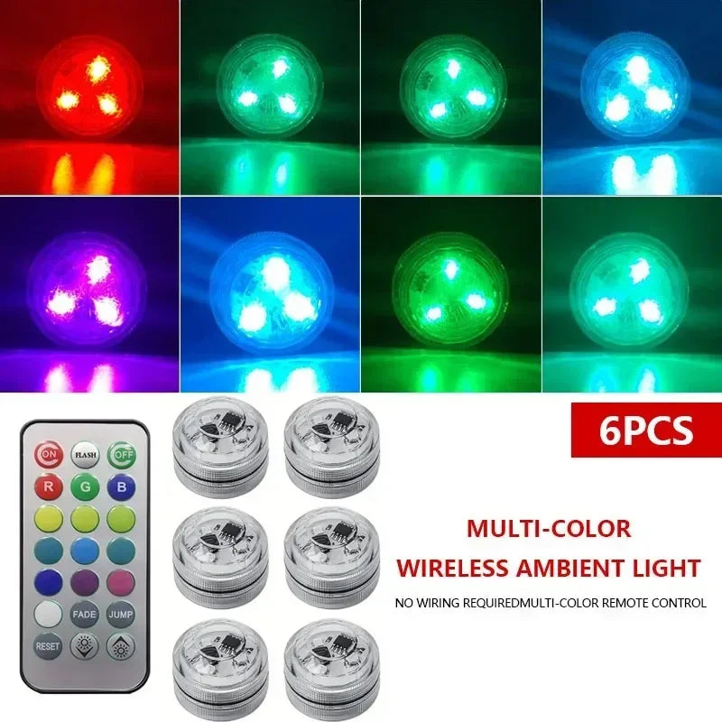 Wireless RGB LED Ambient Light with Remote, IP68 Rated