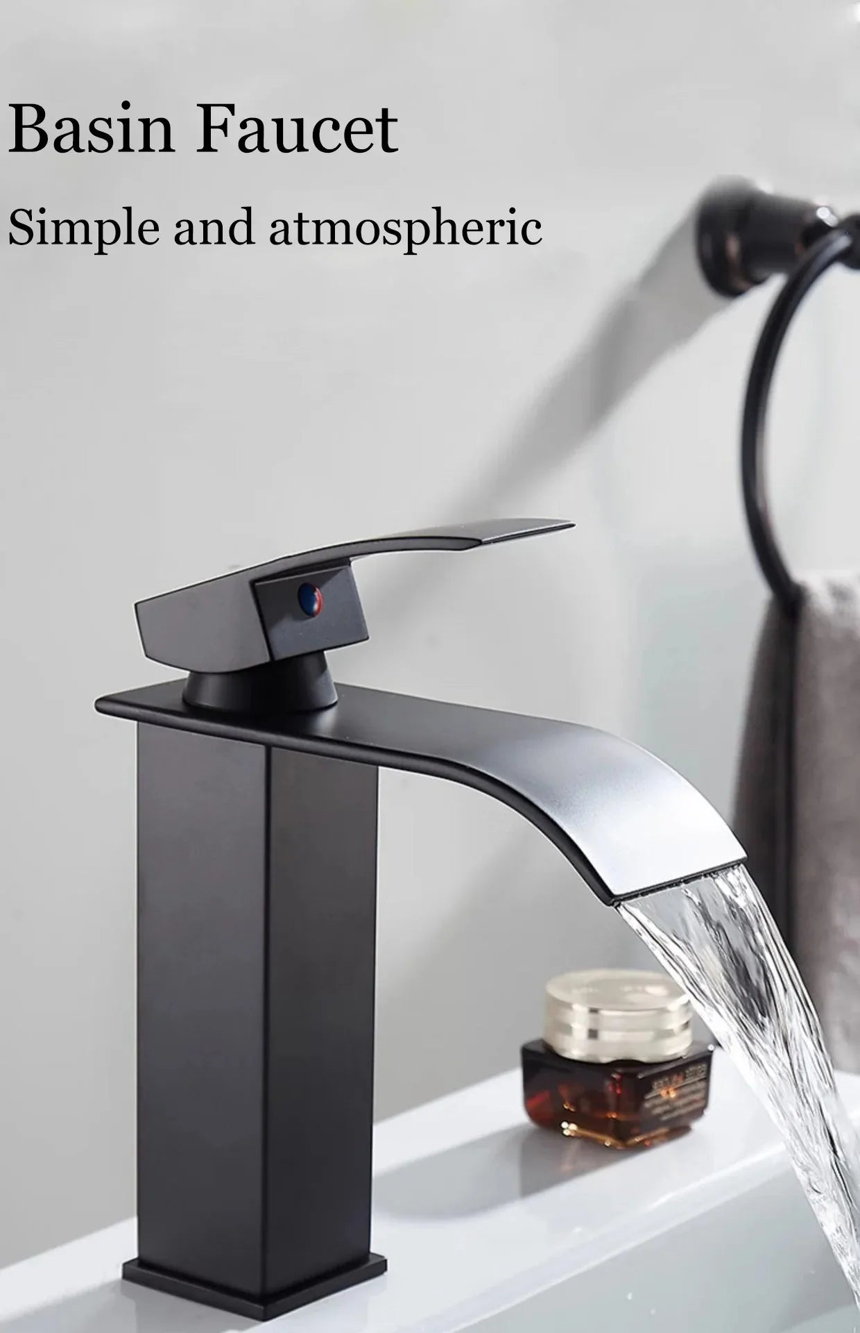 Waterfall Wash Basin Stainless Steel High And Low Faucet Black Hot And Cold Toilet Wash Basin Bathroom Home