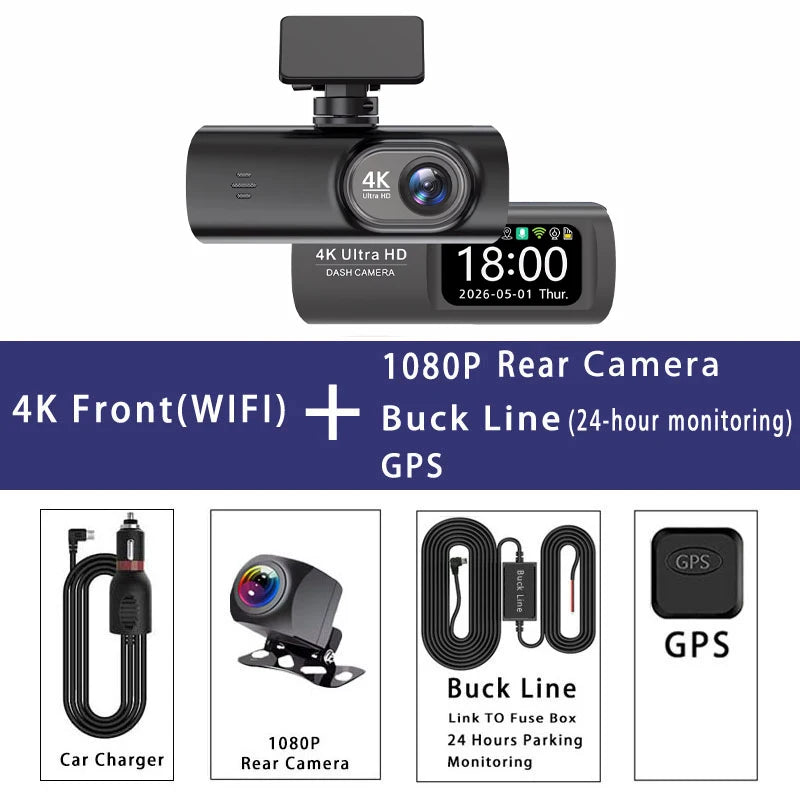 CR21 4K Wi-Fi Dash Camera, Rear Camera and GPS Kit Options