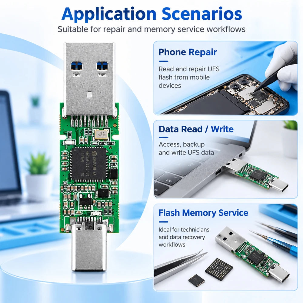 UFS BGA153 USB Reader Board - Case Options