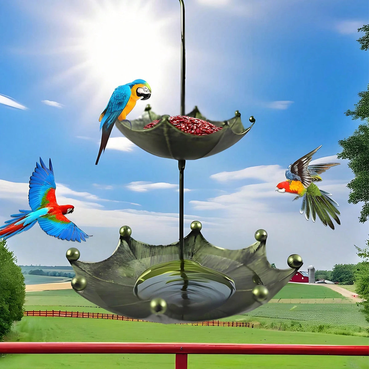 مُغْسَل مَعْلُق على شكل مظلة، مُعلَّق من المعدن