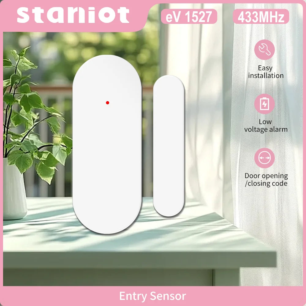 Staniot Smart 433MHz Detector de Puerta y Ventana Inalámbrico Magnético Sensor de Puerta Ventana para Home Alarm Accessories para Sistema antirrobo