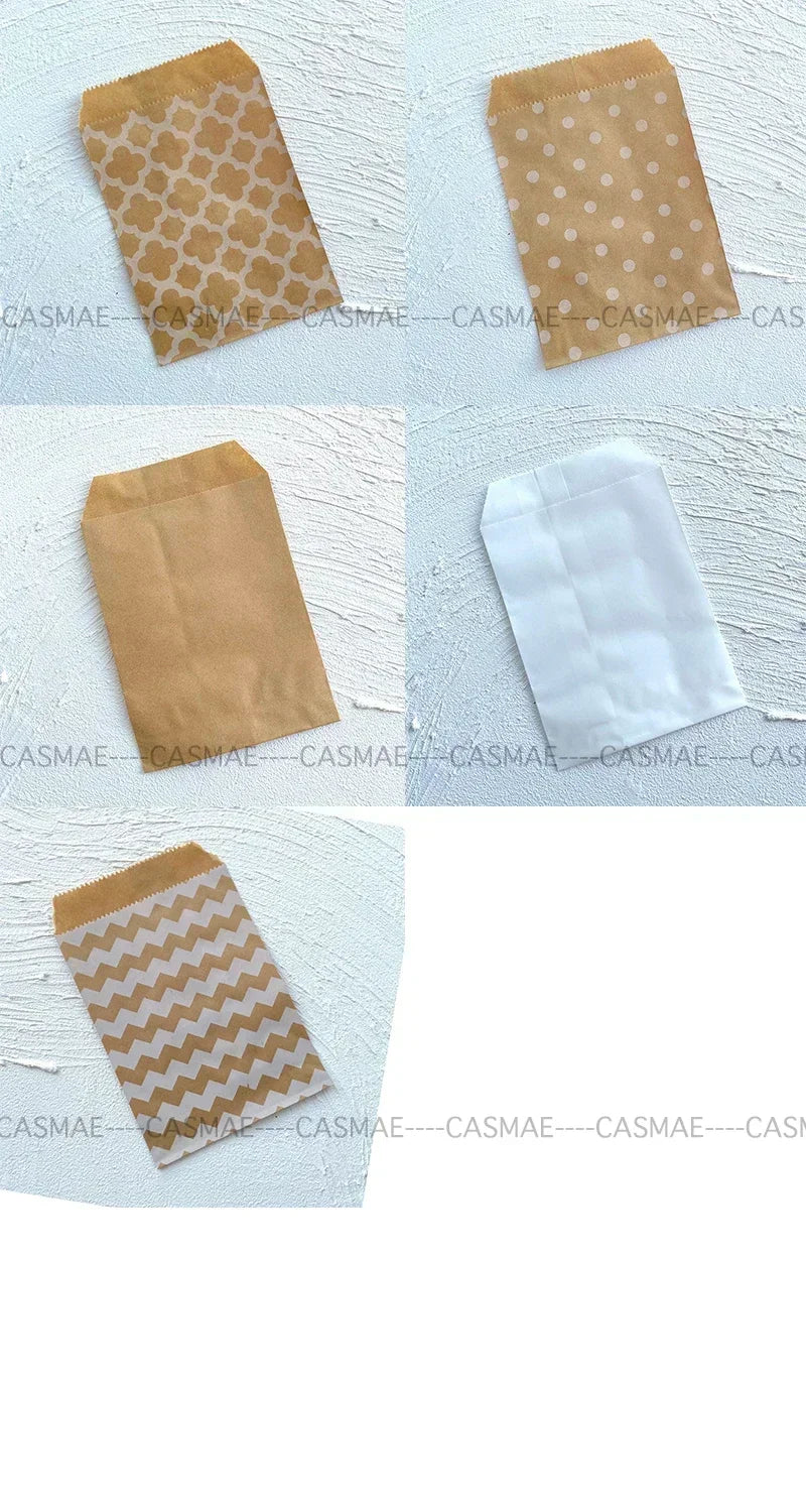 Wave Dot Kraft Paper Candy Bags – 50ks dárkové a balicí sáčky na sladkosti