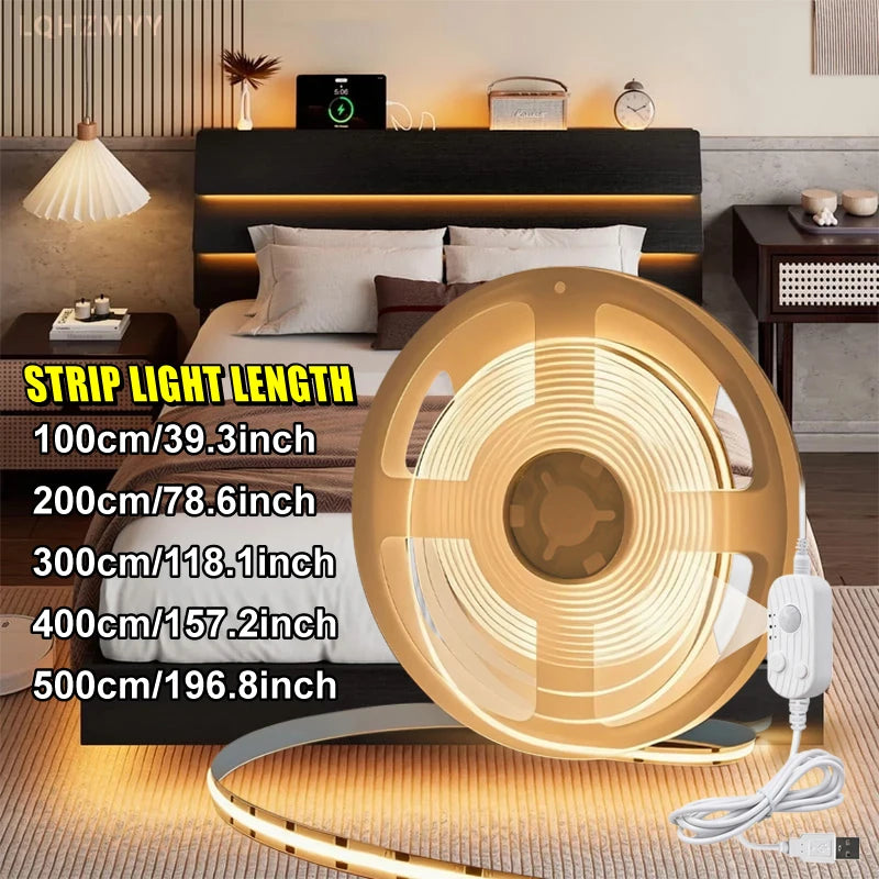 5V COB LED pásek se senzorem, varianty 1-5m