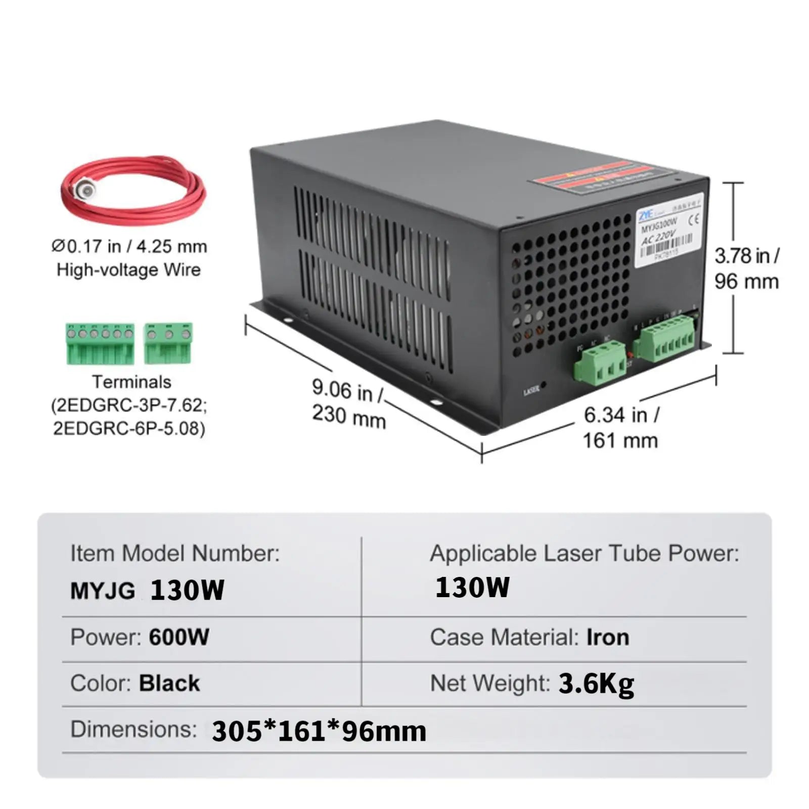 CO2 laserová trubice pro gravírovací a řezací stroje 40W–130W