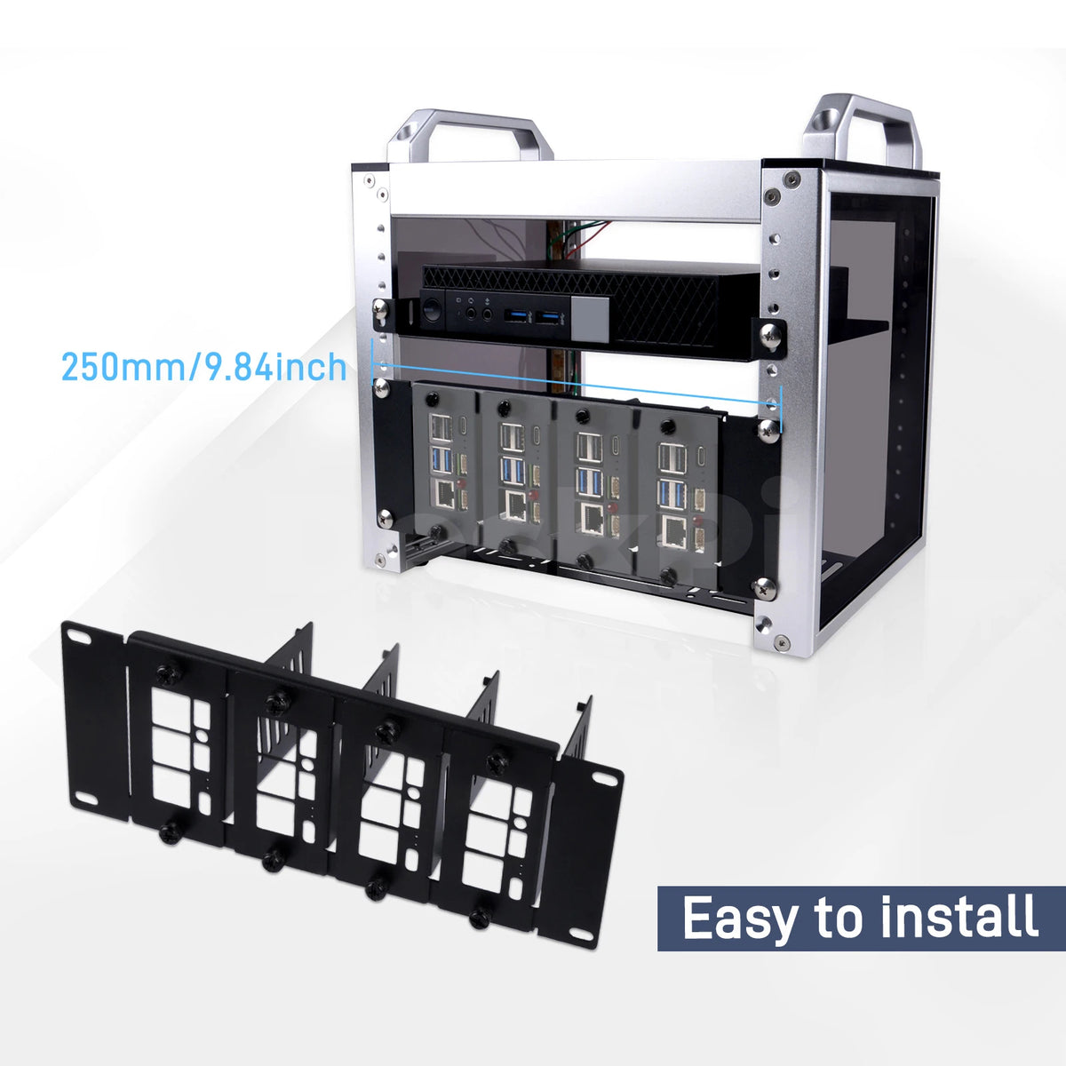 10-Inch 2U Rack Mount for Compatible Single-Board Computers