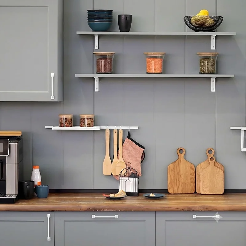 White L-Shaped Shelf Brackets, 12.5 × 15 cm, Pair