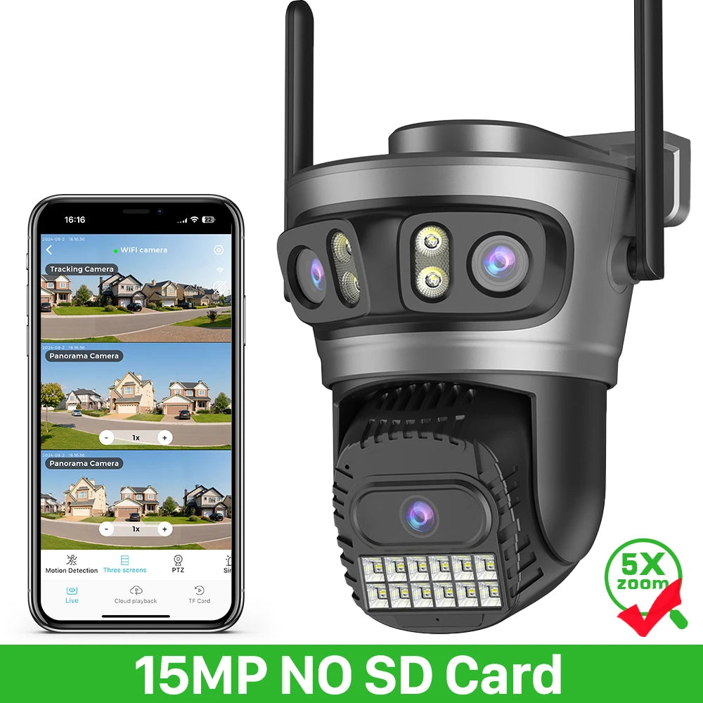 20MP 10K PTZ WiFi biztonsági kamera 4-lencsés 360° automatikus követéssel