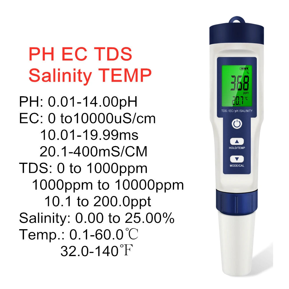 Digital Water Tester - pH, EC and TDS Options