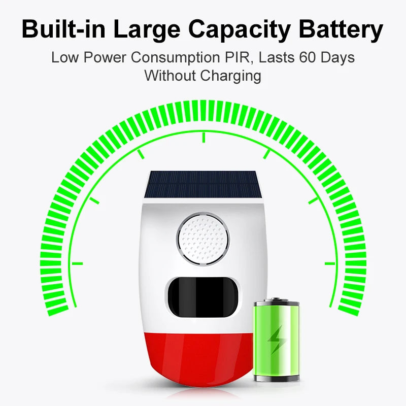 Solar Motion Sensor Alarm with 120dB Siren