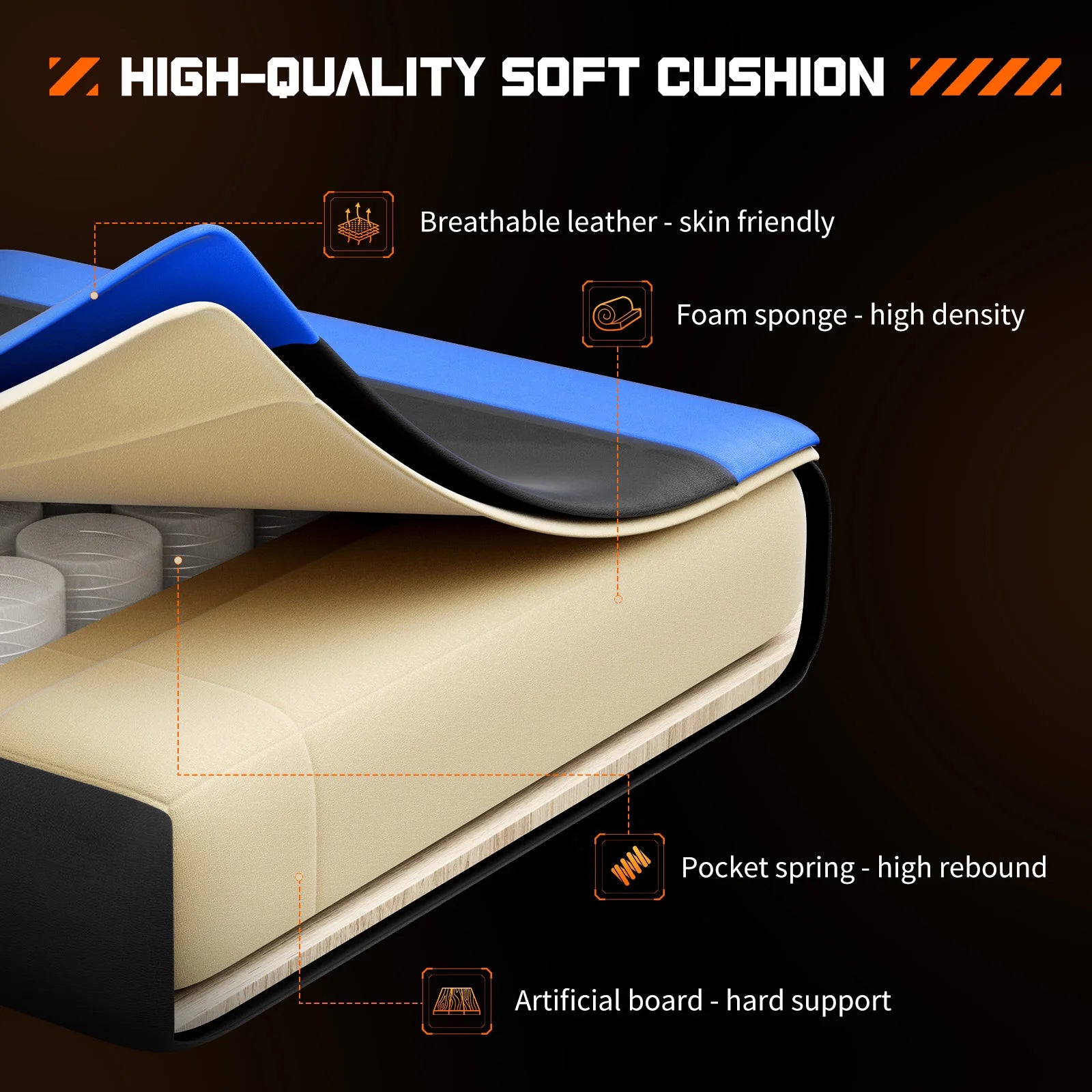 Ergonomic Racing Gaming Chair with Lumbar Support and Flip-Up Arms