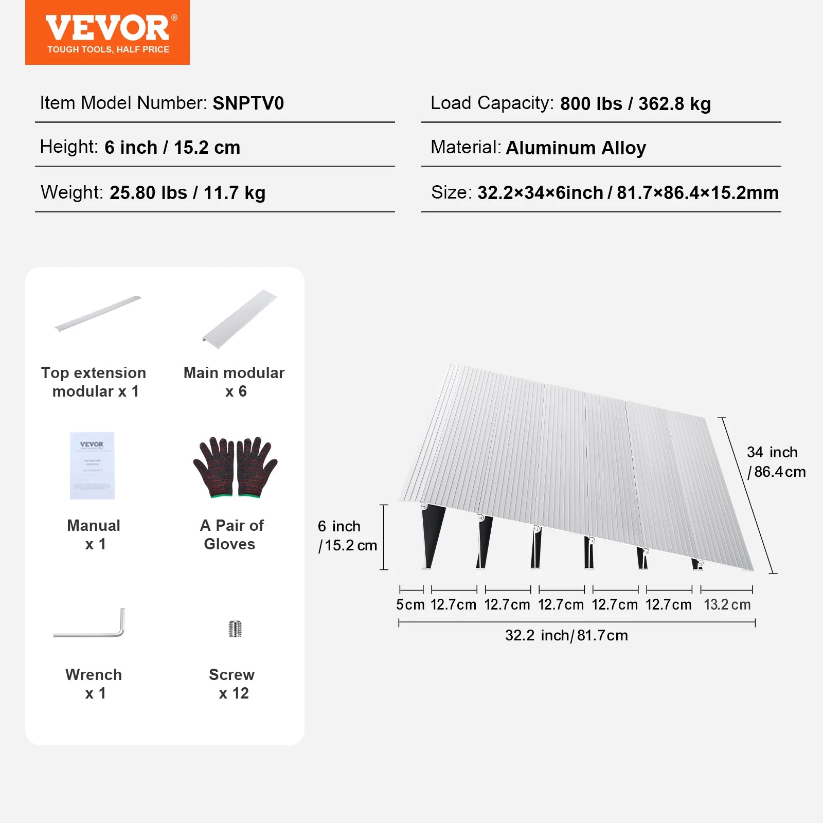 Adjustable Aluminum Door Threshold Ramp 800 lbs for Wheelchairs