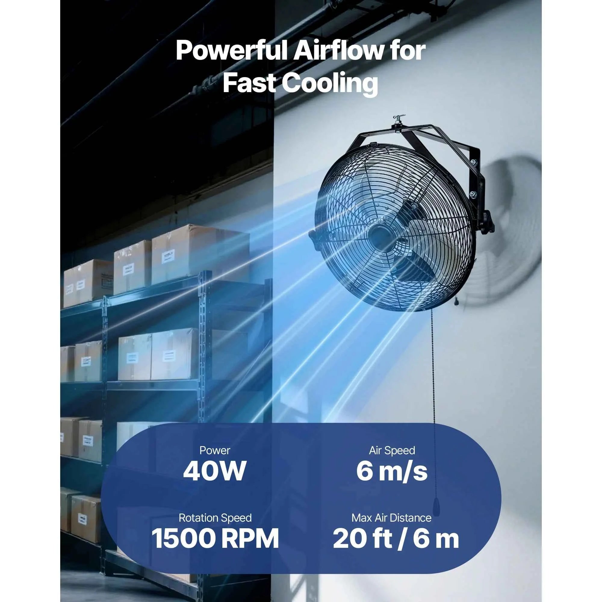 SucceBuy Industrial Wall Mount Fan High Velocity Waterproof Wall Fan with Aluminum Blades for Workshop Warehouse Greenhouse