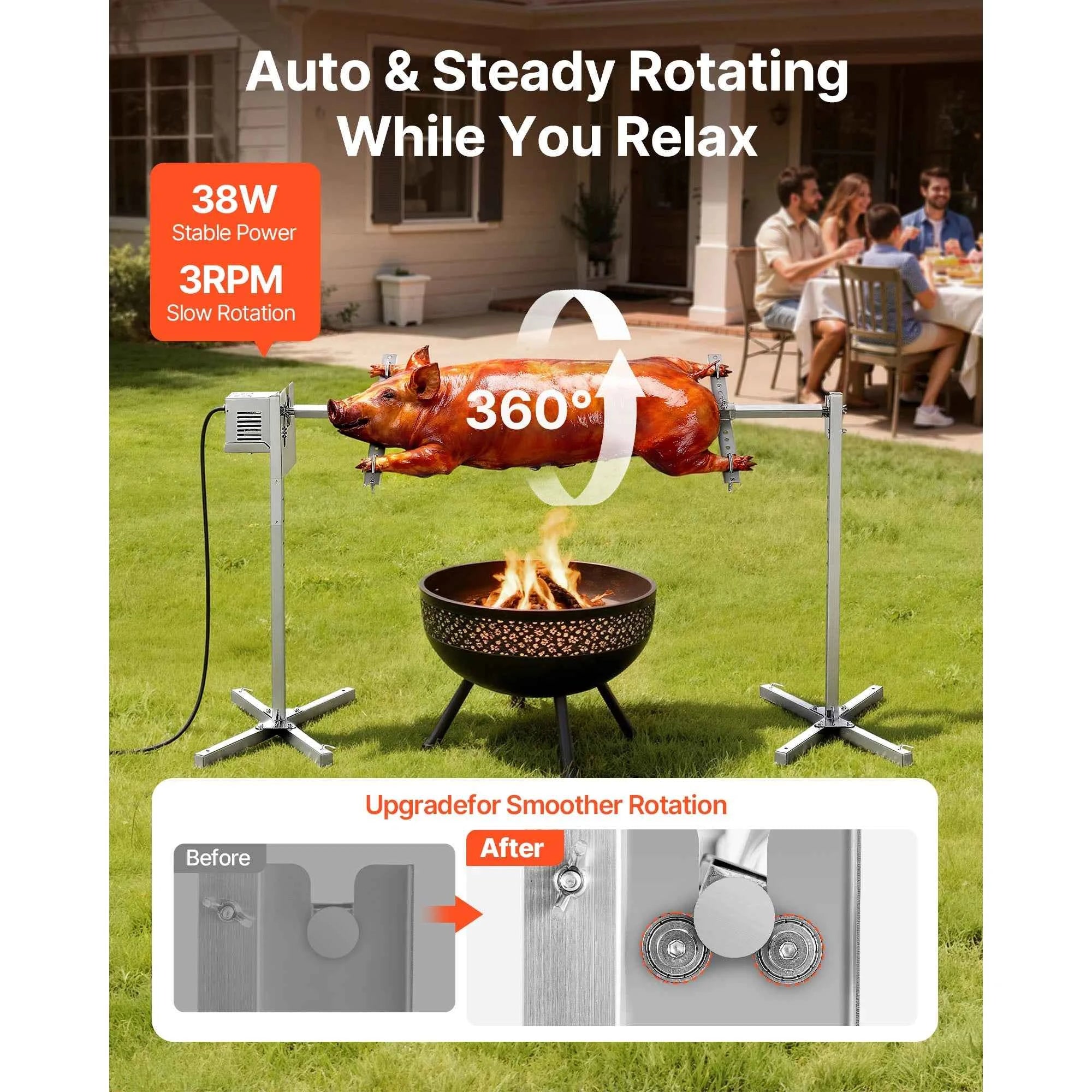 Electric Rotisserie Grill Kit Stainless Steel Automatic Grilling Kit