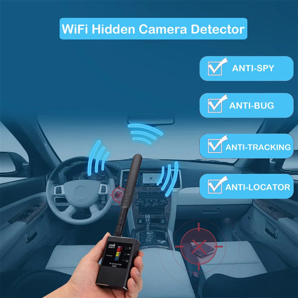Portable G638 Professional Anti Spy Wireless RF Signal Detector, Hidden Camera Scanner, GPS Tracker, GSM Bug Finders