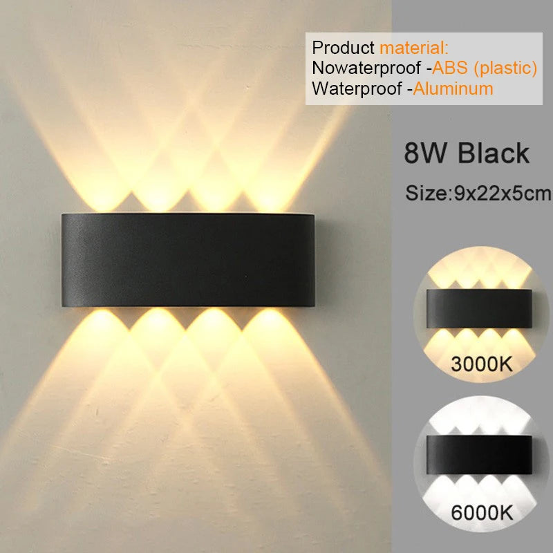 Up-and-Down LED Wall Light, Size and Finish Options