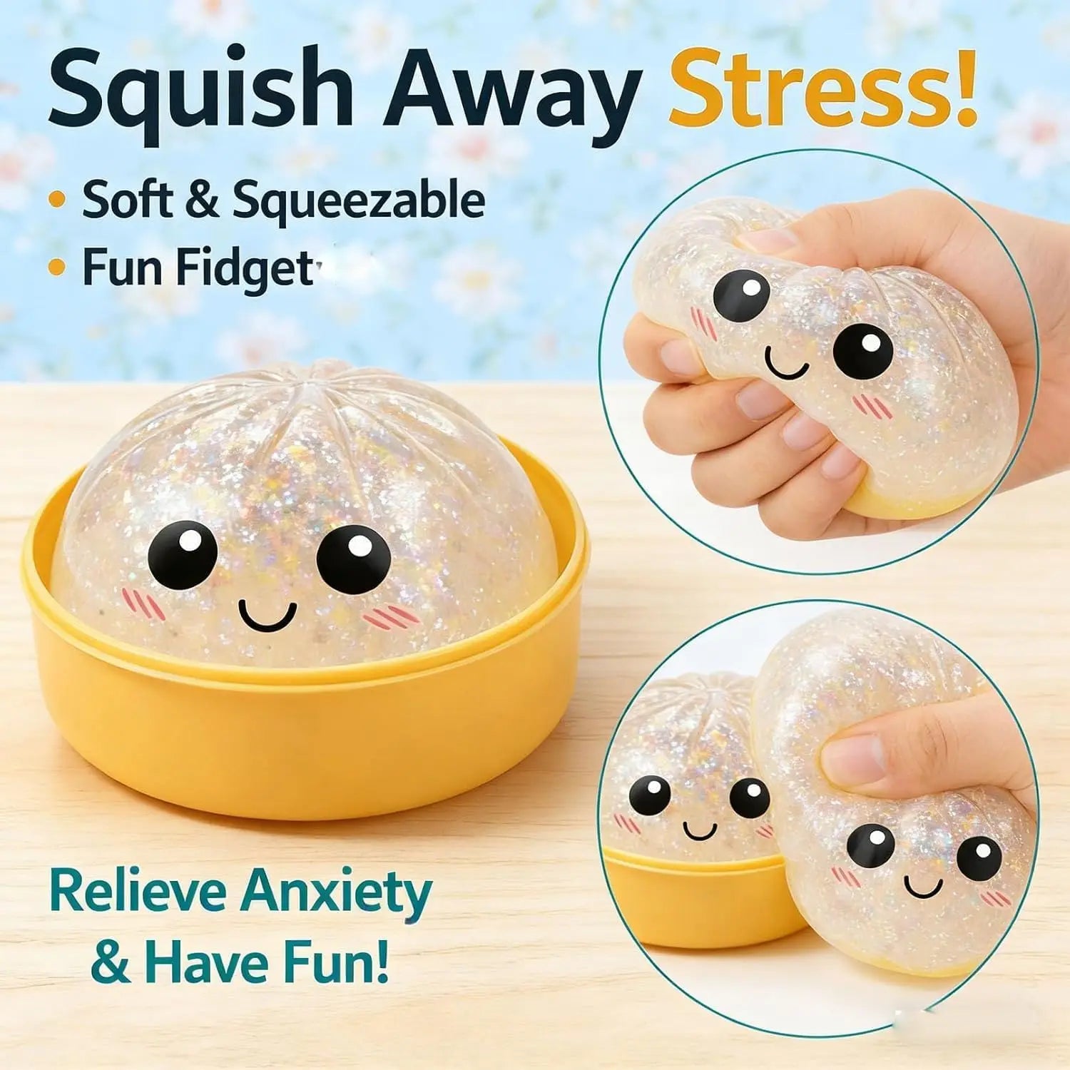 Glitter Dumpling Squishy Mystery Box, 10 Colors Random Gift