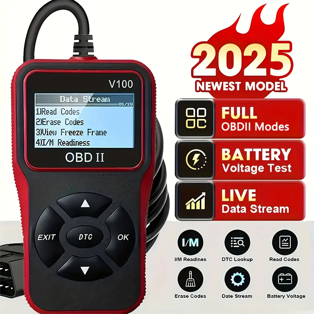 V100 OBDII/EOBD Vehicle Diagnostic Code Reader