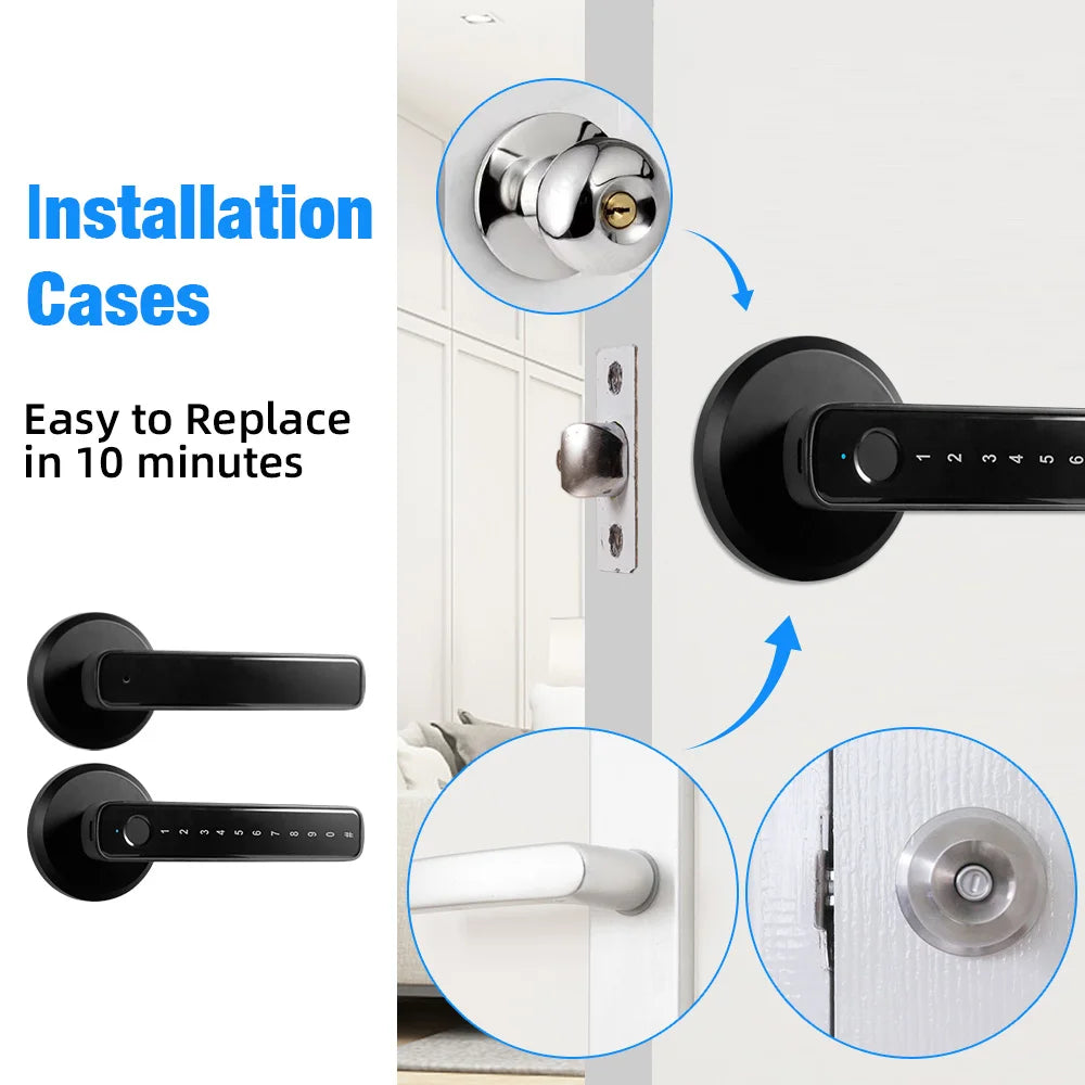 Tuya Smart Fingerprint Door Lock with App and Key Unlock