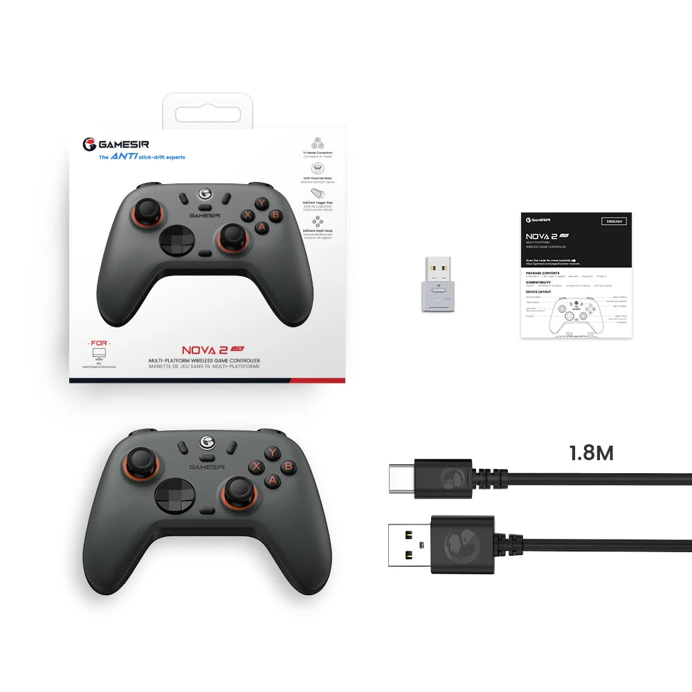 GameSir Nova Lite 2 Wireless Switch Controller, Hall Effect Gamepad for Nintendo Switch, PC, Steam, Android Phone, iPhone