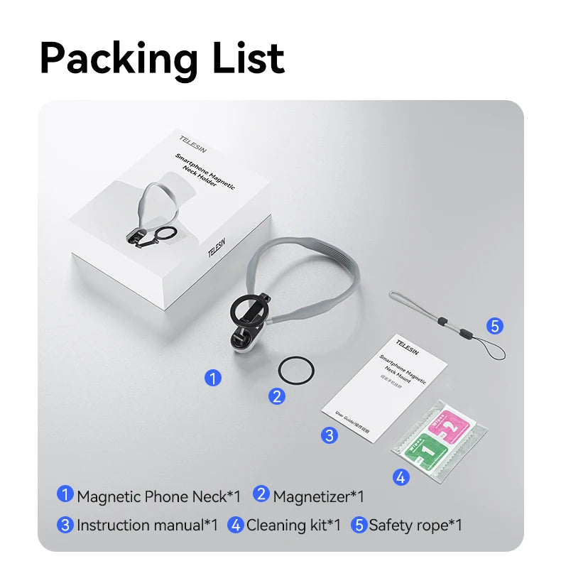 TELESIN Silicone Magnetic Neck Mount Quick Release Hold for Iphone 15 14 13 12 11 10 SAMSUNG HUAWEI XIAOMI Phone Accessories