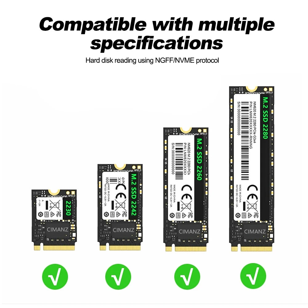 M.2 SSD USB-kabinett med SD/TF-leser