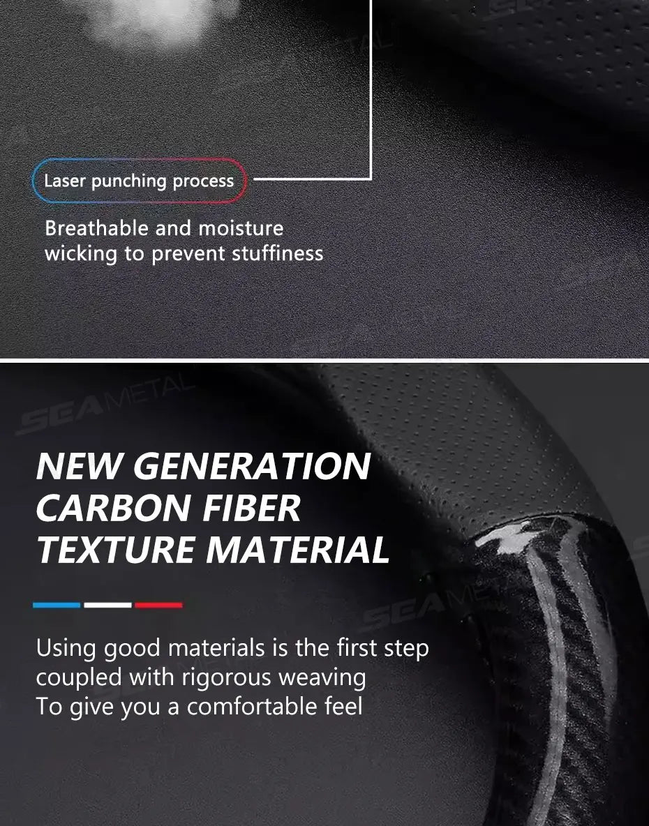 SEAMETAL Heavy-Duty Car Steering Wheel Cover Universal Steer Wheel Protector for 37-39cm Breathable Anti-Slip Protection Cover