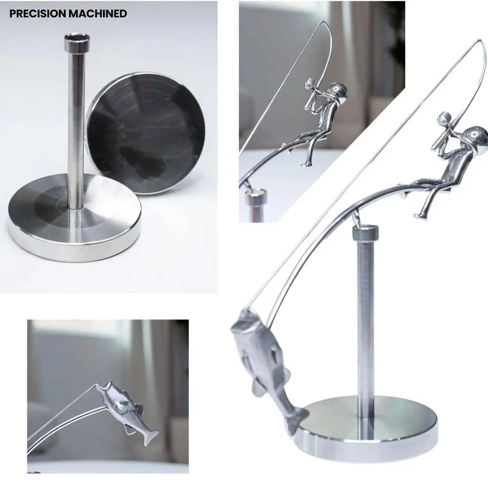 Metallbalancierende Fischer-Schreibtischskulptur