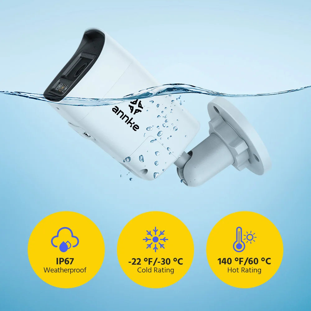 4K PoE Security Camera System with Two-Way Talk, Human and Vehicle Detection, Dual Light Night Vision, 4mm Lens, IP67