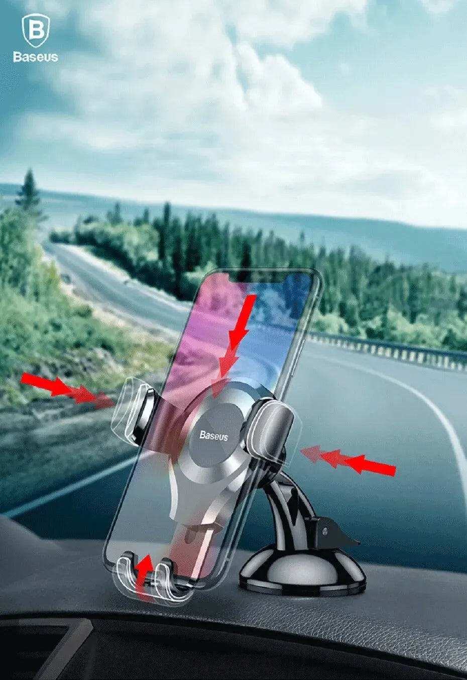 Držiak na telefón do auta s automatickým zámkom na prísavku a 360° otáčaním