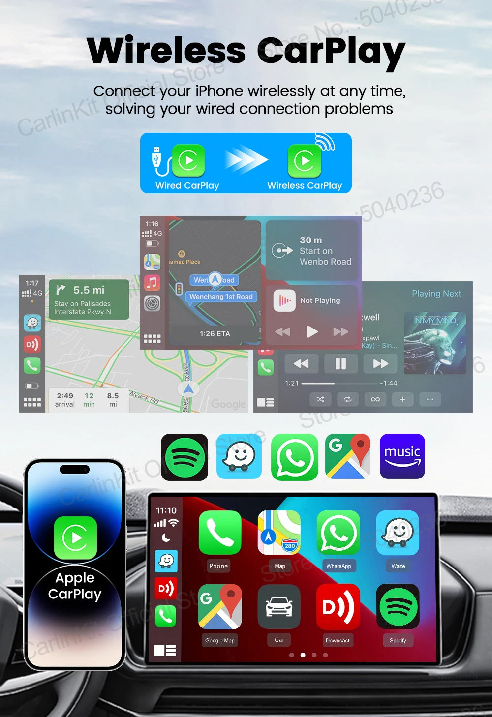 Wireless CarPlay and Android Auto USB Adapter
