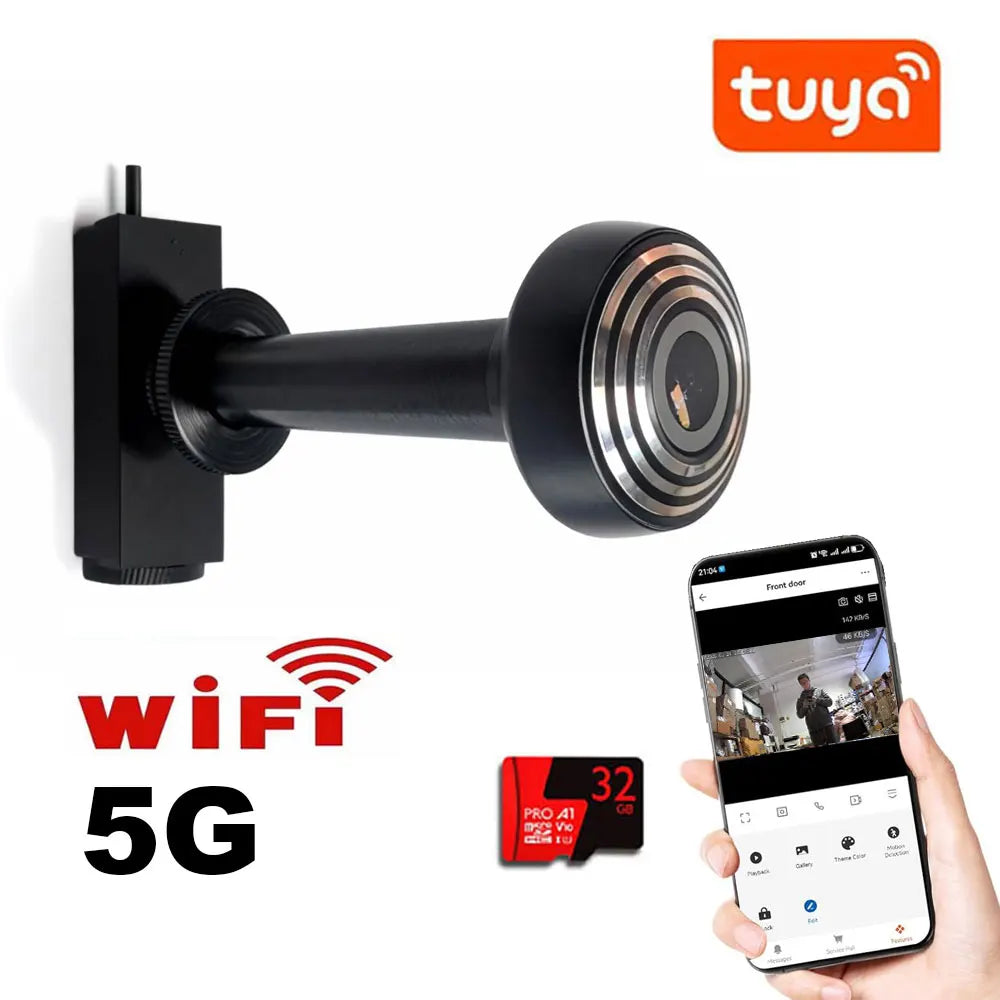 14mm Door Camera Tuya Video Peephole 2.4G / 5G Wifi Camera Mini Motion Detection Door Viewer Video Eye ONVIF RTSP Home Security