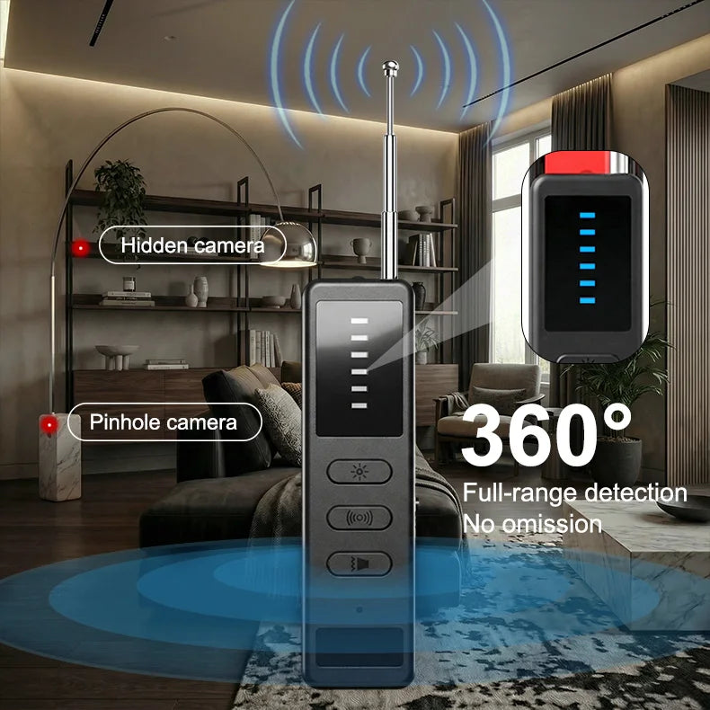 DT01 Hidden Camera Detector Anti Spy Bug RF Signal Scanner GPS Tracker Finder Listening Device Eavesdropping Sweeper for Hotel T