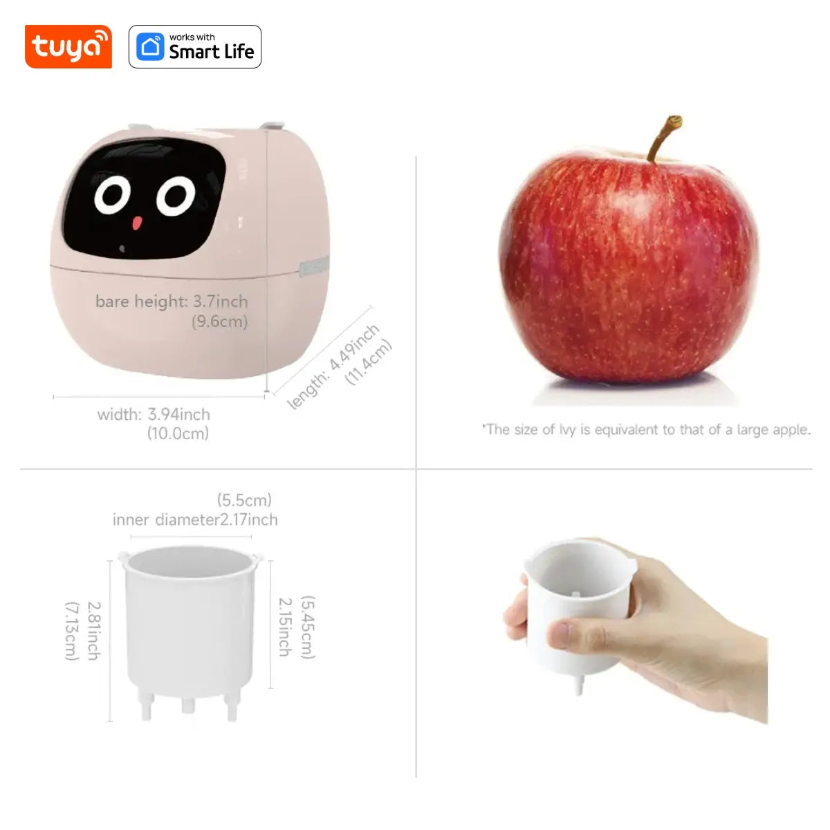 Pink Smart Planter with Expression Display