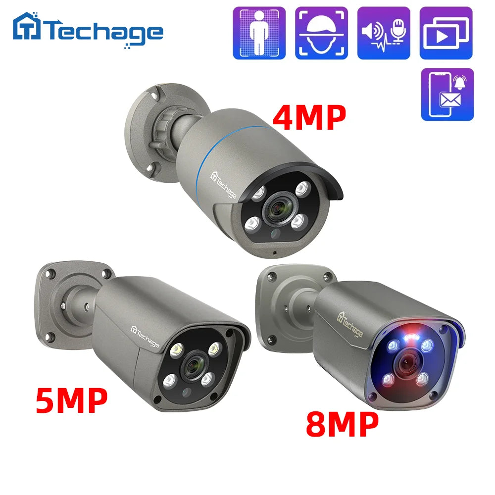 4MP 5MP 8MP PoE IP Security Camera with Two-Way Audio and AI Motion Detection