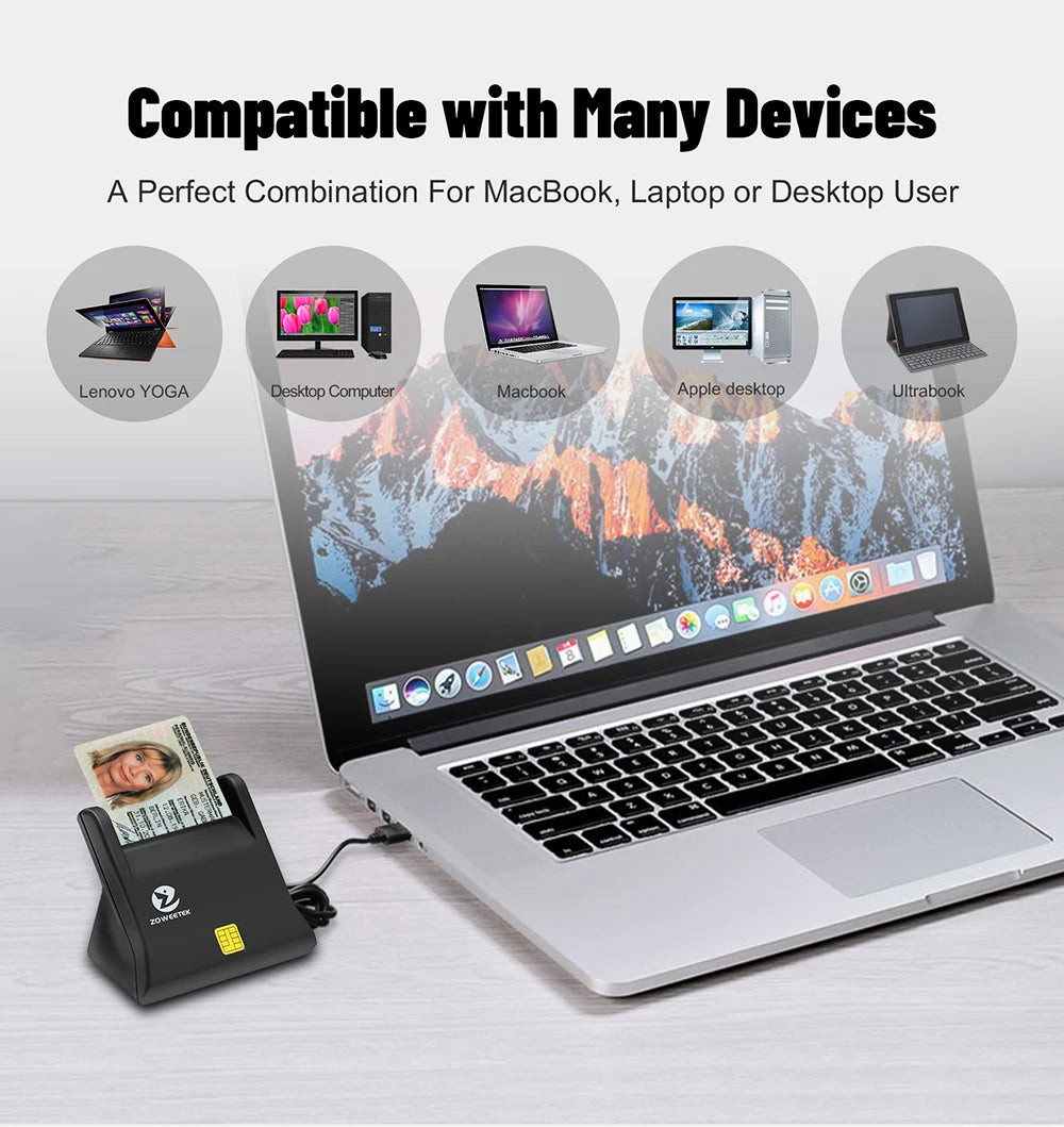 USB ISO 7816 Contact Slimkaartlezer