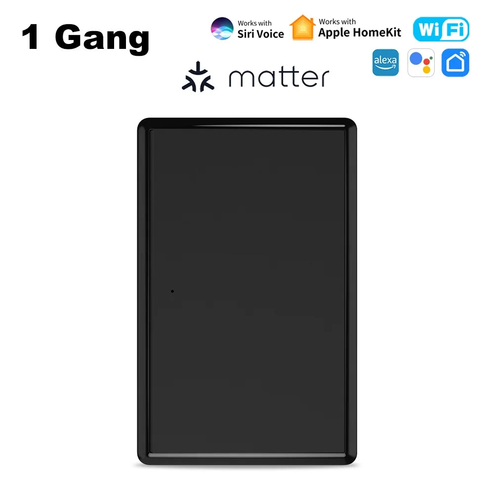 Manhot Matter WiFi Smart Wall Light Switch 1 2 3 4 Gangs with Neutral Wire Push Physical Light Switches work with Homekit App