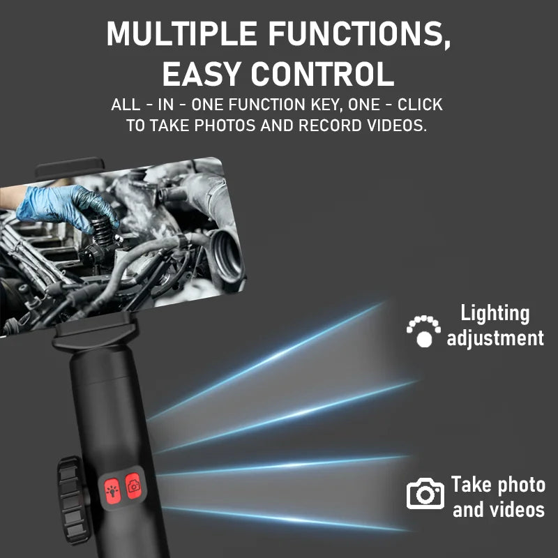 Câmera Endoscópio de Borescópio Articulado 360° com Luz