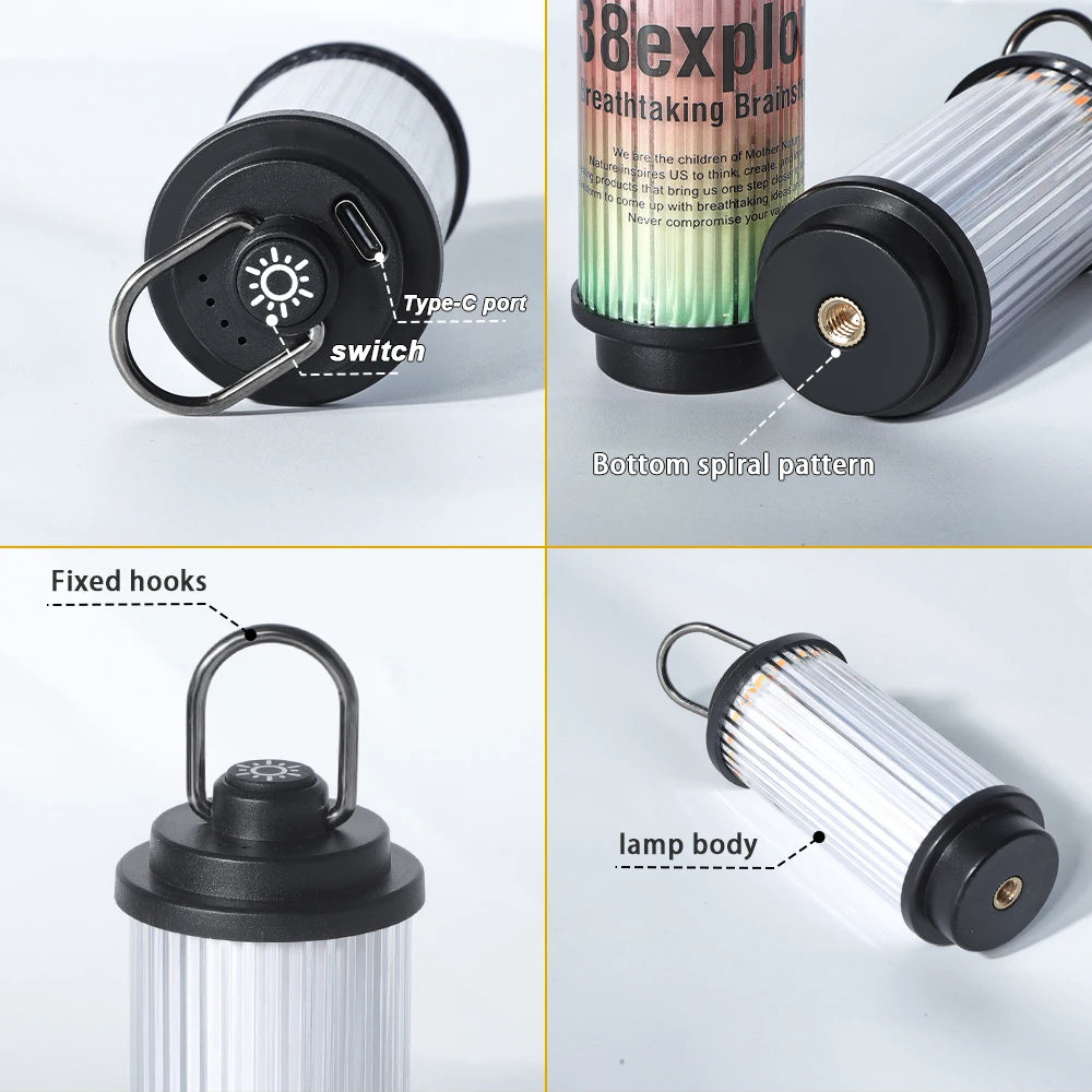 Mini Camping Lamp USB Rechargeable Tent Lantern 2000mAh