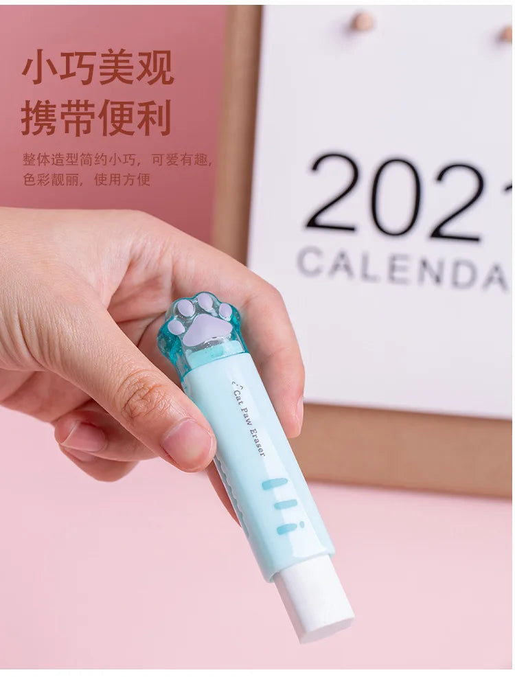 Kawaii Retractable Eraser Cute Cat Korean Stationery Rubber Drawing Erasers Children's school supplies Office