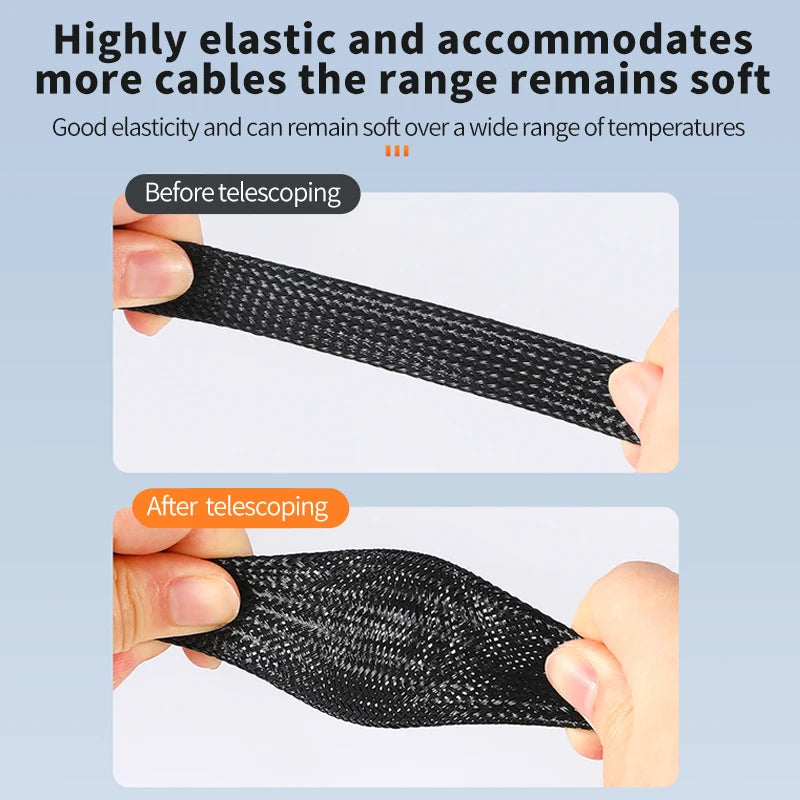 1/5/10M Black Insulated Braid Sleeving 6/8/10/30mm Tight PET Wire Cable Gland Protection Cable Sleeve Flame Retardant Nylon Tube