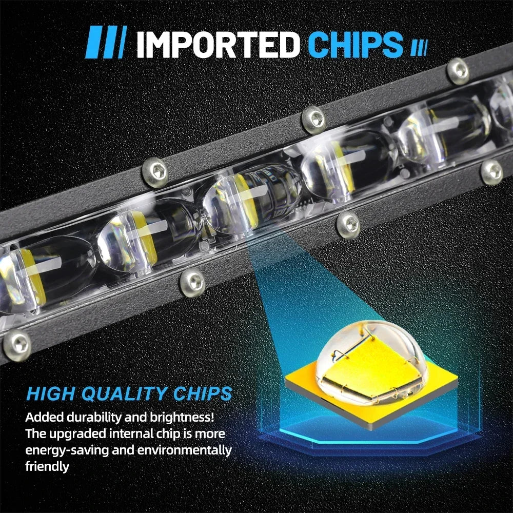 HAOLIDE 6D 7inch 14inch 20inch 26inch 38inch 50inch 1 Row Utral Slim Led Light Bar Driving Light 6000k White for off-road use