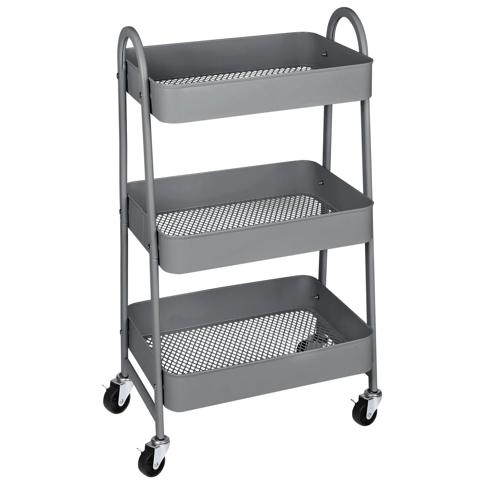 3-Tier Rolling Storage Cart with Lockable Wheels for Small Spaces