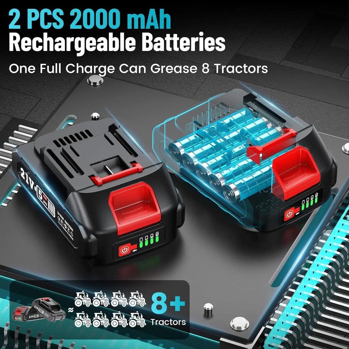 Akkumulátoros elektromos zsírzópisztoly, 12 000 PSI