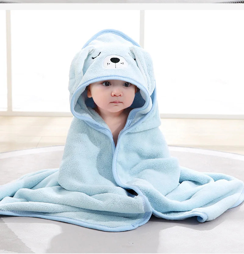 Soft Cartoon Animal Baby Hooded Towel